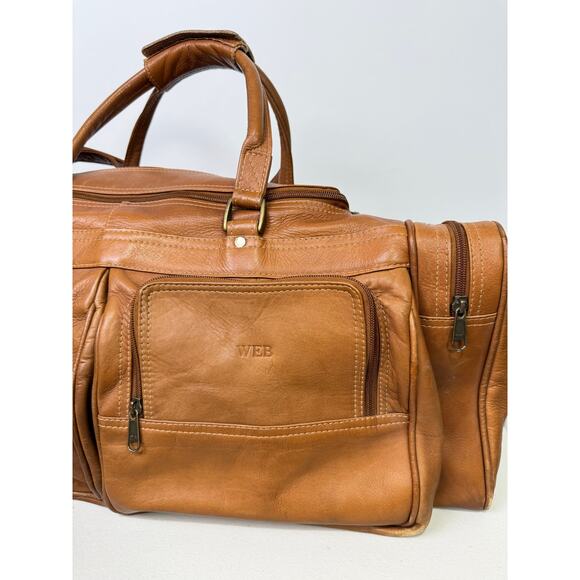 Colombian Top-Grain Leather 20" Duffel Bag w/ Shoulder Strap, Duffle - Picture 4 of 16